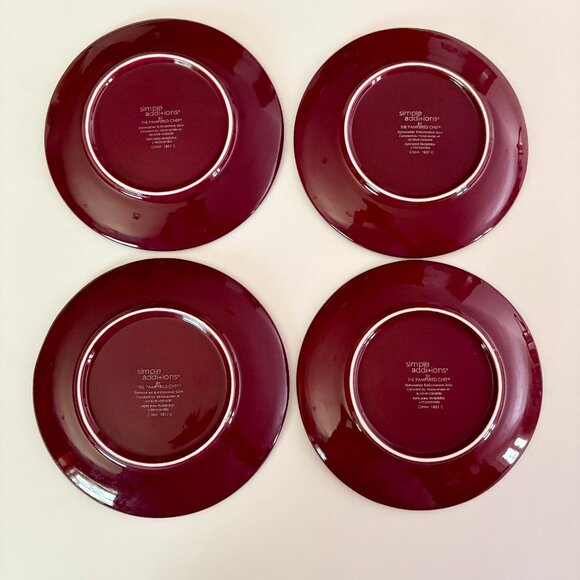 Pampered Chef Simple Additions appetizer plates cranberry set of 4 - Picture 2 of 3